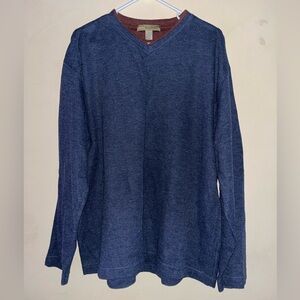 Basic Equipment Dusty Blue Long Sleeve V Neck Sweater, Size Large Men’s